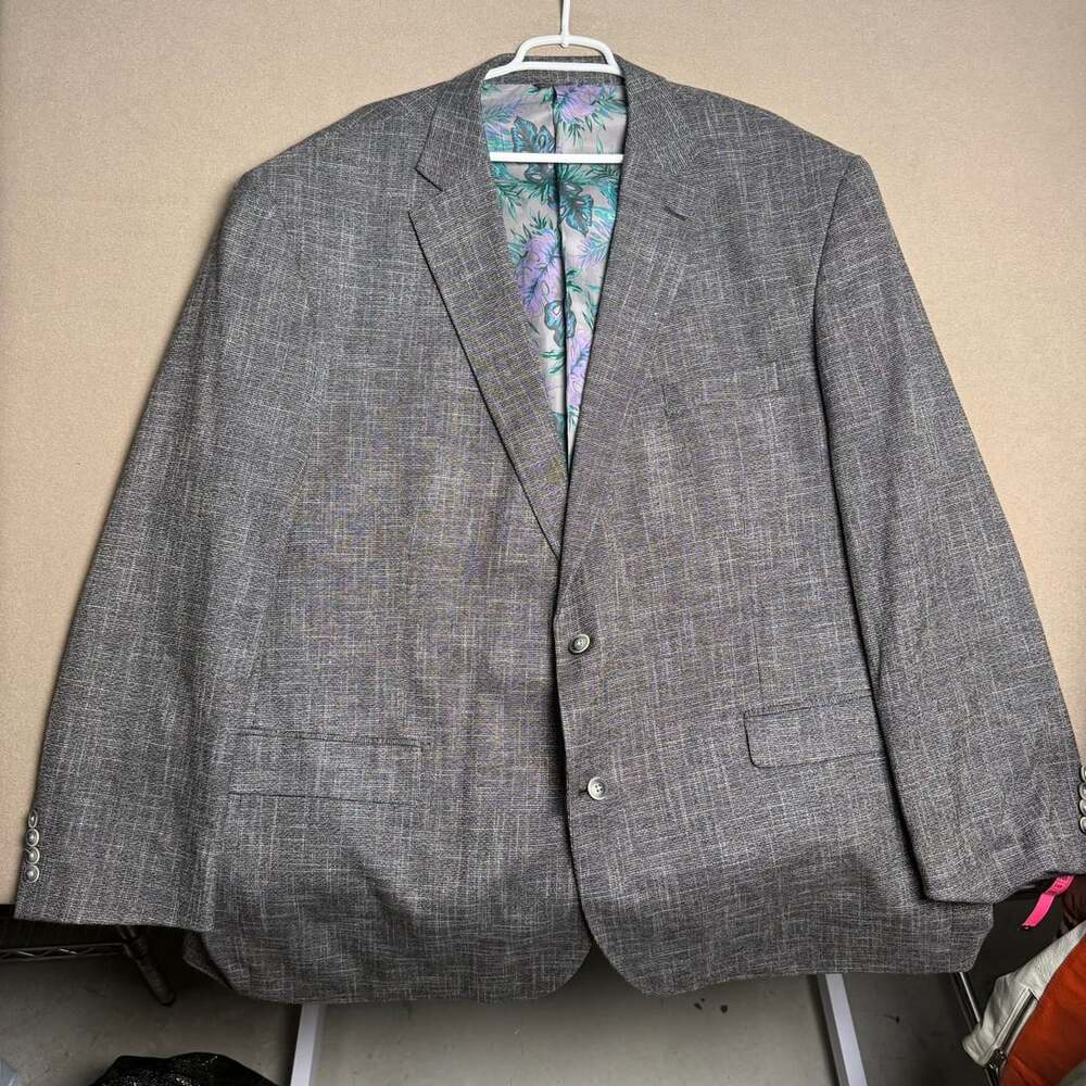 Oak Hill Sport Coat Size 3XLT Gray Textured Floral Lining